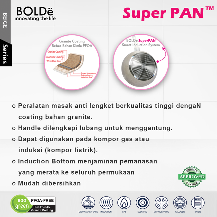 Bolde Super PAN Granite 5 pcs Sets - White Purple